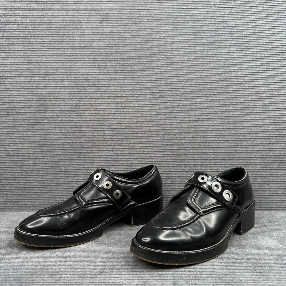 Sandro Paris Black Leather Grommet Monk Strap Chunky Heel Loafers Size 39 - Picture 3 of 12